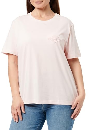 GANT Women's Reg Tonal Shield Ss T-Shirt, Salmon, XL
