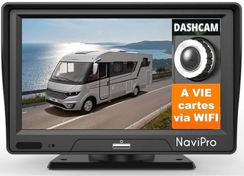 GPS Camping Car 7 Pouces NaviPro DVR, Dashcam - Caméra de Route intégrée, Europe + Maroc, Aires De Camping - Mise A Jour Gratuite A Vie