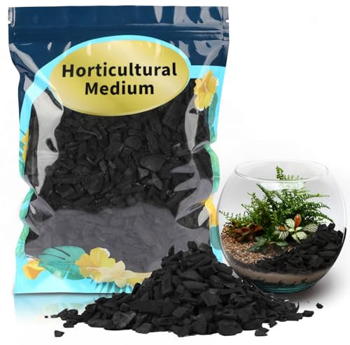 GOTVUGE Gartenkohle für Pflanzen, aktiviertes Hartholzkohle als Bodenverbesserungsmittel für Bonsaierde, Sukkulentenerde, Terrariumbedarf, Blumenerden für Zimmerpflanzen (1L)