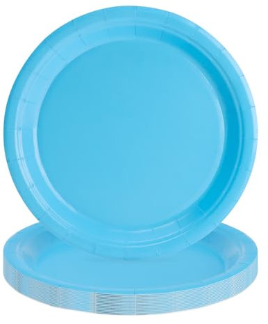 PARTY GO 16 platos de papel de 7 pulgadas para cena y postre, platos desechables para fiestas, para graduación, vacaciones, bodas, fiestas de cumpleaños, baby shower, decoraciones, color azul
