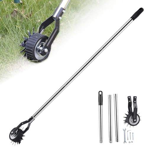 Manueller Rasenkantenschneider mit Edelstahlgriff, 135,1 cm, Gartenkantenwerkzeug, rotierender Graskantenschneider mit Rad für Landschaftsbau, Gehweg und Hofpflege