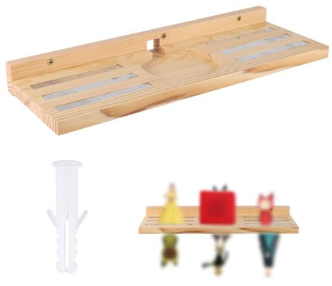 Lyreh Magnetic Shelf for Toniebox & Tonies Figures Storage, Wooden Wall Mounted Floating Display Shelf with Charging Station Space-Saving Kids Room Organizer (Wood Color)