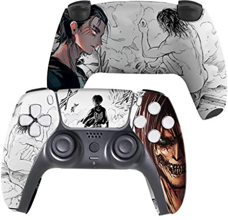 Attackk on Tittan Manette personnalisée PS-5 sans fil compatible avec la console Play-Station 5 par BCB Controllers | Fièrement personnalisée aux États-Unis avec impression HYDRO-DIP permanente (pas