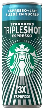 Starbucks® - TripleShot Espresso Allégé en sucres* - Canettes 12 X 300 ml - Café Triple Espresso Allégé en sucres au Lait Prêt-À-Boire - Vendu En Lot de 12