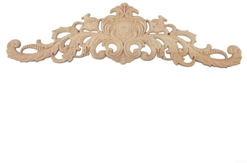 Dekorative geschnitzte Holzapplikation für Wand, Tür, Schrank, Möbel, Ornament, europäischer Stil, unlackiert, geschnitztes Muster, Holzleisten, Heimdekoration, Schnitzkunststück für Spiegelglas (30 x