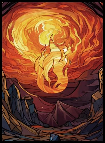 UAONO Printing Card Sleeves 100pcs, Standard Card Sleeves for MTG Matte Art Texture, Upgraded Tear-Resistant Protect Your Trading Collectible Cards(Red Flame)