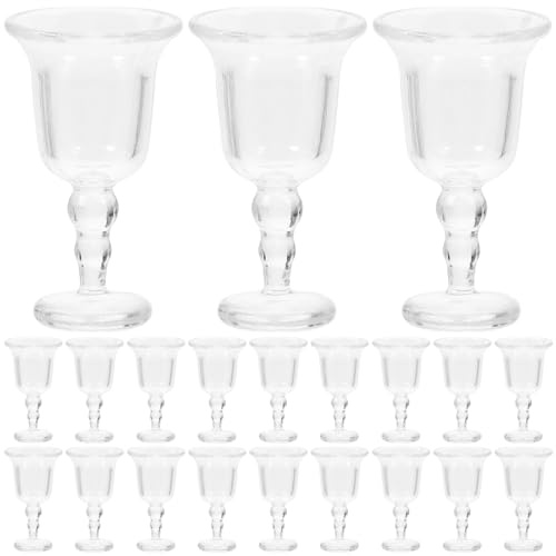 WEKAMOS 20pcs Miniature Wine Glasses Cup Empty Mini Doll House Accessories Boys and Girls Kitchen Toys Miniature Goblet Models