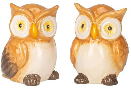 Ideen mit Herz Deko-Figuren Eulen | ca. 8 cm hoch | aus bemaltem Dolomit | glänzend | Dekofiguren | Sammelfiguren | 2 Stück