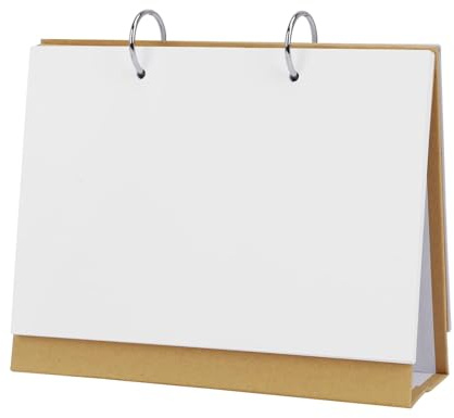 DIY Blanko Tischkalender DIN A5 Fotokalender Bastelkalender zum Selbstgestalten Ringbuch Karteikarten Dickes Kraftpapier Monatskalender kreative Tischplaner Spiralblock (Gelb)