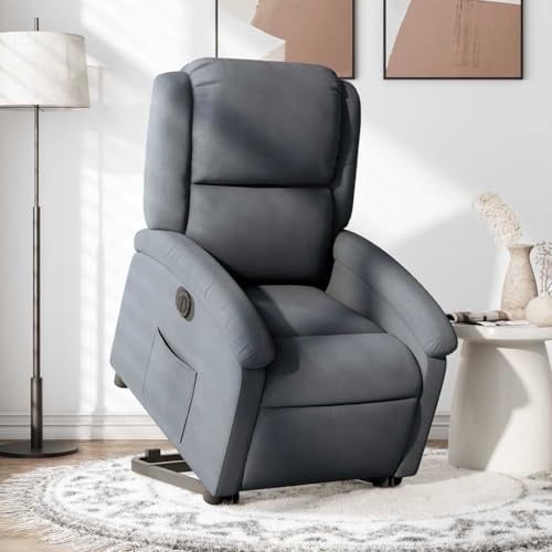 Ziaphsol Relaxsessel mit Aufstehhilfe Elektrisch Dunkelgrau Samt, Verstellbare Lehne, Komfortables Wohnzimmer Möbel, 110 kg Tragkraft