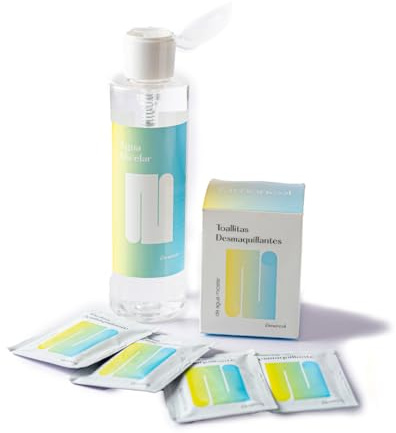 Limoncol Lot de 10 lingettes démaquillantes à l'eau micellaire pour visage et cou, dosettes individuelles sans rinçage, viscose 100 % biodégradable, nettoyage du visage et retrait de maquillage