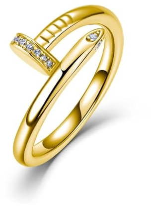 ZUOHUI Nagel-Moissanit-Ring aus S925-Sterlingsilber for Damen – minimalistisches Stapelband mit Moissanit, hypoallergener Statement-Ring for den Alltag im Büro
