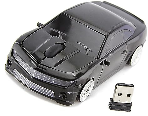 HUSHUI Sport Car Shaped Wireless Computer Mouse High Accuracy Sensor for Gaming and Office, Cool Design, Plastic, 1 Unit (Black)