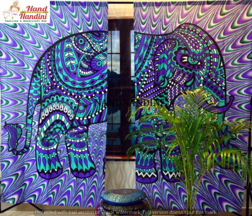 NANDNANDINI TEXTILE -Indische Mandala Vorhang Hippe psychedelische Boho Tülle Panels Wohnkultur Baumwolle Vorhänge für Mandala Gardinen Raumteiler Schlafzimmer Wohnzimmer