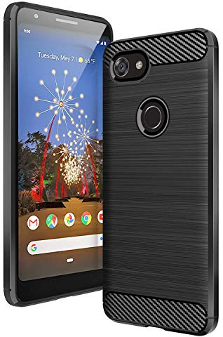 Cruzerlite Case für Google Pixel 3a hülle, Carbon Fiber Texture Design Back Cover Anti-Scratch Shock Absorption Case Schutzhülle für Google Pixel 3a (Black)