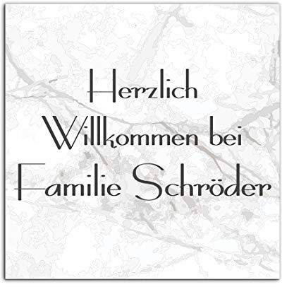 Edles Türschild mit Namen für die Haustür | Namensschild Briefkasten-Schild selbstklebend oder mit Bohrlöcher Klingelschild mit kratzfestem UV Druck | Größe 10x10 cm bunte Türschilder