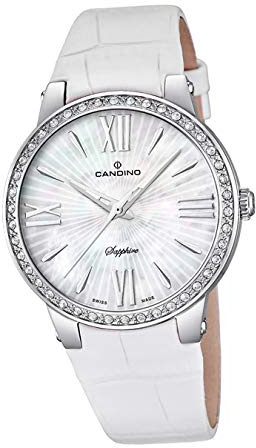Candino Armband-Uhr Damen C4597/1 Fashion Analog Quarz Leder Uhr weiß D2UC4597/1 EIN Geschenk zu Weihnachten, Geburtstag, Valentinstag für die Frau