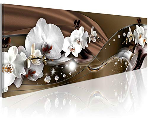 5D DIY Diamantmalerei Braune Weiße Orchidee Große Vollbohrer Full Kits Diamant Malerei Strass Stickerei Selbstmachen Malen nach Zahlen Set Diamond Painting Wanddekoration Platz Bohrer 40x80cm H3520