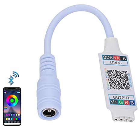 IdealSpares 5V-26V 4-Pin Bluetooth Controller RGB Female Connector LED Strip Lights 5050/3528/2835 App Control for RGB 5050/3528/2835 Timer Function Dimmable compatible with Android or Apple iOS