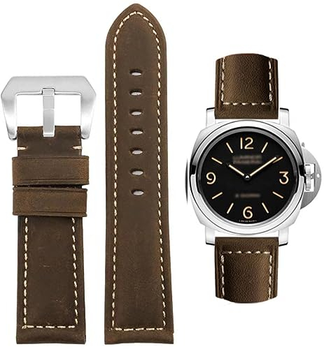 AIYIRUO Uhrenarmband, Vintage Leder Ersatz Armband,Armband für Uhren, Echtleder Ersatzarmband 20mm 22mm 24mm 26mm für Panerai