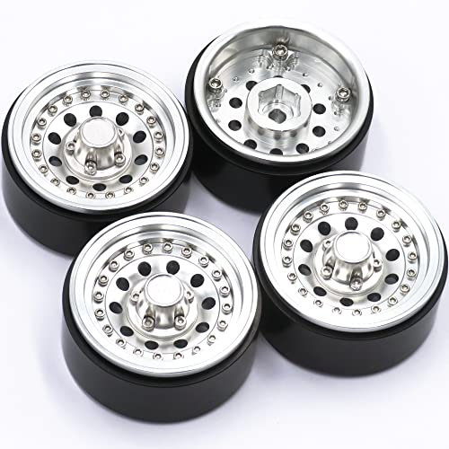 4pcs RC Aluminium 1.9 Beadlock Felgen Räder Heavy Duty ca. 130g/pc Hex 12mm Silber Farbe Fit 1.9inch Reifen