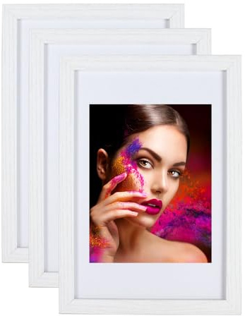 IDEAL TREND 2er 3er 5er Set Holz Bilderrahmen Lifestyle Plexi Foto Rahmen Collage Wanddeko Poster HR-25: Farbe: 3er Pack Weiß | Format: 50x70