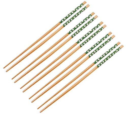 Worparsen Diner Chopsticks Long Lasting Japanese Style Floral Bamboo Wood Fried Chopsticks Reusable Decorative Green