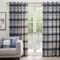 Fusion - Rideaux Tartan Bleu 168 x 229 cm - 100% Coton - 2 Panneaux à Carreaux Saphir - Œillets à Motif Écossais - Bleu Foncé pour Salon/Chambre à Coucher
