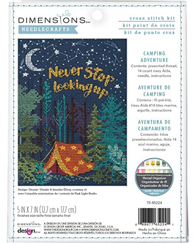 Dimensions 70-65224 Nighttime Camping Adventure Kreuzstich-Set für Anfänger, 12,7 x 17,8 cm, 14 Cnt. Navy Aida, 4 Stück