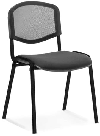 OPO ISO Stacking Chair - Robust Frame, Curved Backrest | Stackable up to 12 High, Padded Seat - Great for Conference/Meeting Rooms - Black Mesh & Fabric