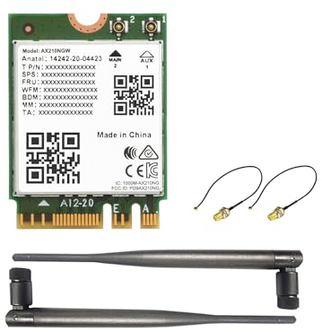 Waveshare Wireless AX210 NIC, Gigabit Tri-Band Wi-Fi 6E, 802.11AX Standard, BT 5.3, Comes with IPEX to SMA 20cm Cable and 17cm 2.4/5G 6DB SMA Antenna