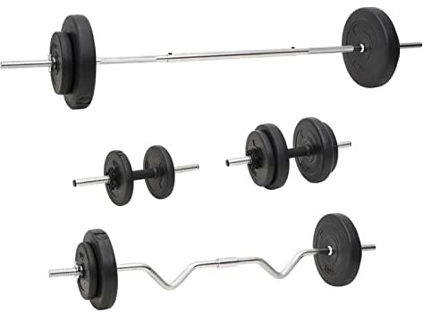 Festnight Langhantel und Kurzhantel mit Gewichten 60 kg Hantelset Langhantel Set Gewichte Set Hanteln