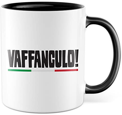 Vaffanculo Tasse lustige Kaffeetasse mit Spruch italienisch Kaffee-Becher Witz Geschenkidee Italiener Italienerin Geschenk Italien Sarkasmus Schimpfwort Beleidigung Sprache (Weiß/Schwarz)