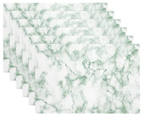 Hitzebeständige Tischsets für Esstisch, grüner Marmor