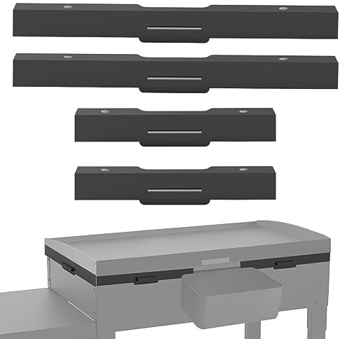 Koutemie Windschutz für Blackstone 55,9 cm Grillzubehör mit magnetischem Grill-Hitzeschild, robuste Stahlwindschutzscheiben, kompatibel mit hinterem Fettbecher und Seitenablage, Schwarz
