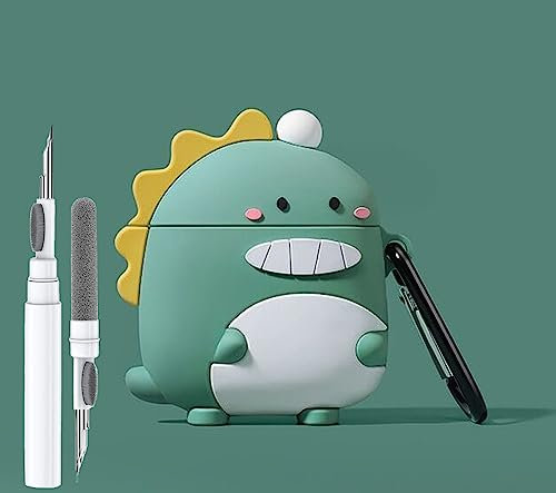 Cute Dinosaur Case for Airpod Pro Case 2023/2022, Funny 3D Cartoon Kawaii Cool Cover with Cleaning Kit & Keychain for Apple Airpod Pro 2nd Gen, Green