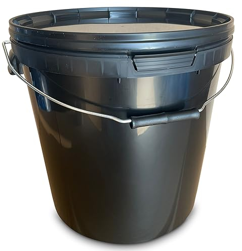 MARMOS-PLAST 10 x 20 Liter Eimer Schwarzer Kunststoffeimer mit Deckel Lebensmittelecht stapelbarerer Milcheimer Vorratseimer Honigeimer Lebensmittelfreigabe Behälter Leereimer für Mehl Wassereimer