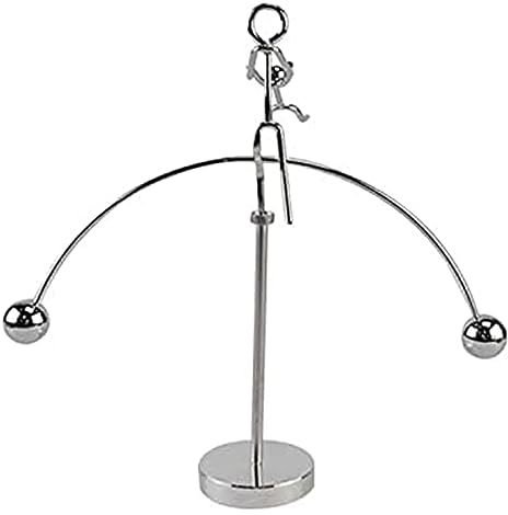 BytheM Sculpture Tabletop Double Dance Balance Pendulum Gymnastics Little Iron Man Decoration Desktop Decoration Crafts Newton Pendulum Balance Ball Statue of Wealth Statues