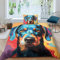 SkankA Hund Bettwäsche-Set Mit Kissenbezug Und Reißverschluss, Tier, 3-teiliges Set, Mikrofaser, Vier Jahreszeiten, Antiallergie, Weich Und Bequem, Single（135x200cm）