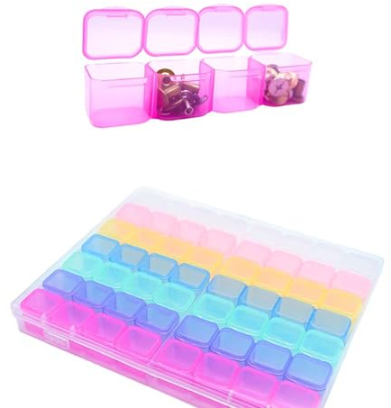 Generic Scatola portaoggetti per diamond painting, 56 scomparti, plastica, 21 x 17 x 2,6 cm