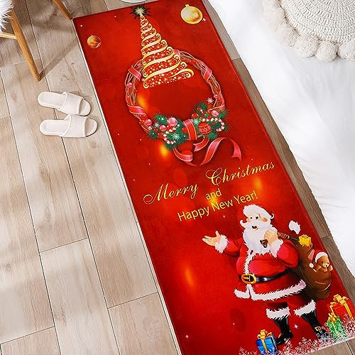 Bullpiano Weihnachtsteppich 180 x 60 cm Weihnachtsmann Schneemann Rentier Bodenmatte rutschfester Weihnachtsflurteppich Weihnachtsdekoration Weihnachtsläufer Weihnachtsteppich dekorativer hanqi uk