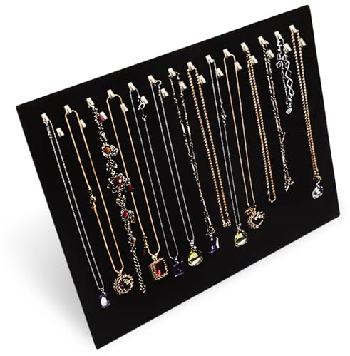 Nizirioo Samt Schmuckständer für Ketten Aufbewahrung Crafts Halsketten-Display mit 28 Haken, Schmuckständer für Halsketten, Armbänder, Ohrringe und Andere Accessoires(Schwarz, 37 x 30cm)
