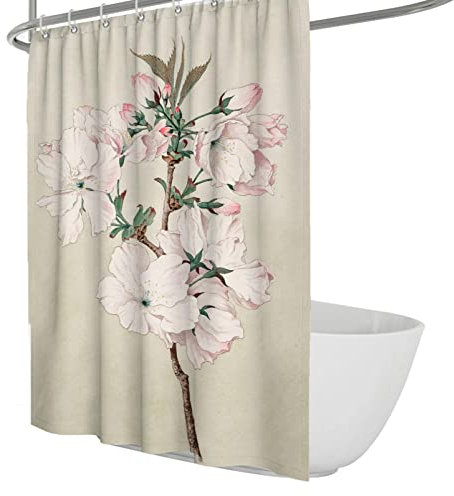 WEECHAINGE Begonie Blume Duschvorhang Pflanze Blume Blumen Badezimmer Duschvorhang mit C-förmigen Haken Trocken- und Nasstrennung Standardgröße B240xL180cm