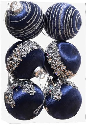 Holdes Ornamentos de bola de Navidad de terciopelo | Bolas de árbol de Navidad de terciopelo – Kit de bolas de Navidad con cuerda metálica, 6 piezas para piscina