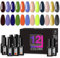 Beautilux HEMA-FREE 12 Farben UV Nagellack, Gel-Nagellack Rosa Dunkelrot Fluoreszierend, Gold und Schwarz Glitzer Gel Polish, für Home-Maniküre, 7ml