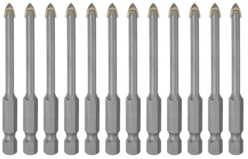 sourcing map 12pcs Concrete Masonry Drill Bits 5mm (3/16) Tungsten Carbide Tip Triangle Drill Bit for Ceramic Tile Brick Glass Plastic Wood, Silver