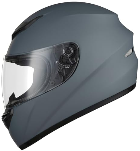 Favoto Motorradhelm Integralhelme für Erwachsene Vollvisierhelm Mopedhelm für Herren Damen Atmungsaktiv ECE Zertifiziert XL (61cm) Grau
