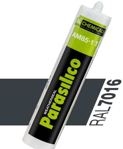Profi Silikon Parasilico 310ml Kartusche Dichtstoff Sanitär, Küchenbereich, Innen-und Außen Bausilikon, Große Farbauswahl (anthrazit RAL 7016, 2x Kartuschen)