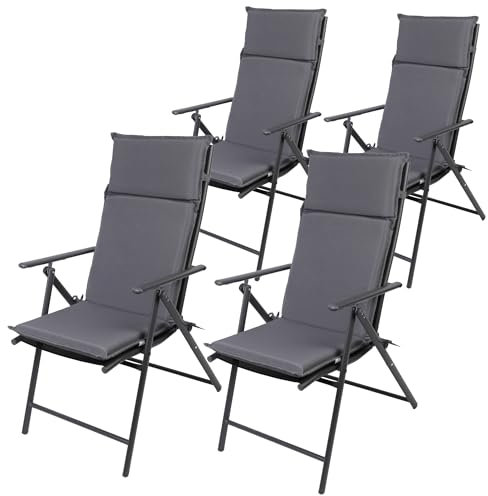 Albatros Gartenstühle 4er Set Aruba mit Sitzauflage– Gartenstühle Klappbar mit robustem Metallgestell und hoher Belastbarkeit – Bequeme Klappstühle auch als Terrassenstühle oder Balkonstühle