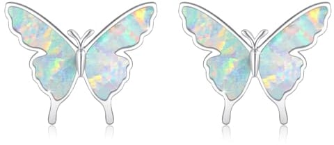 Schmetterling Ohrringe 925 Sterling Silber Mädchen Opal Ohrstecker Damen Schmetterling Schmuck Geschenke für Frauen